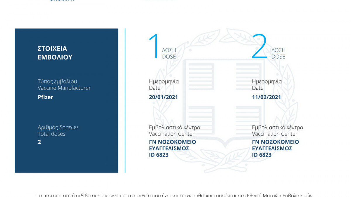 Θα βάλουν ημερομηνία λήξης στα πιστοποιητικά εμβολιασμού;